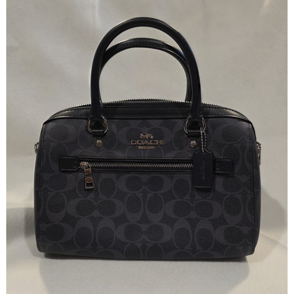 Coach Logo 93987 SV Denim Midnight SVM2Q Women's 2 Handle Purse w Shoulder Strap - Picture 1 of 11